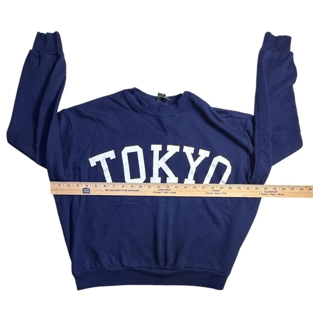 Wild Fable Tokyo Graphic Sweatshirt Navy Blue Crewneck Pullover Small-2226 - Picture 5 of 6